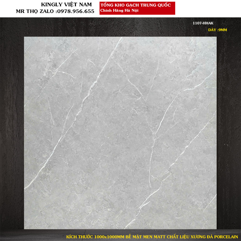 Gạch lát nền vân xi măng giả đá men matt  Trung Quốc 1MX1M 1107